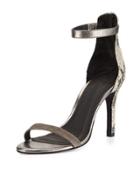 Abbot Mixed-print D'orsay Sandal, Pewter/cinder