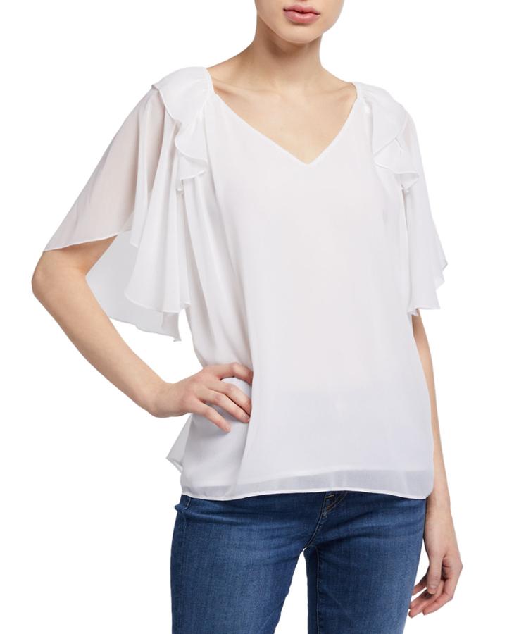 Flounce Ruffle-sleeve Top