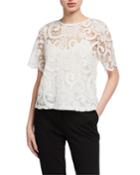 Short-sleeve Lace Top W Bow Back