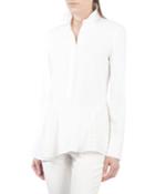 Stand-collar Long-sleeve Crepe Blouse