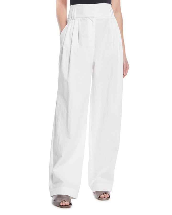 Lightweight Wide-leg Pants, White
