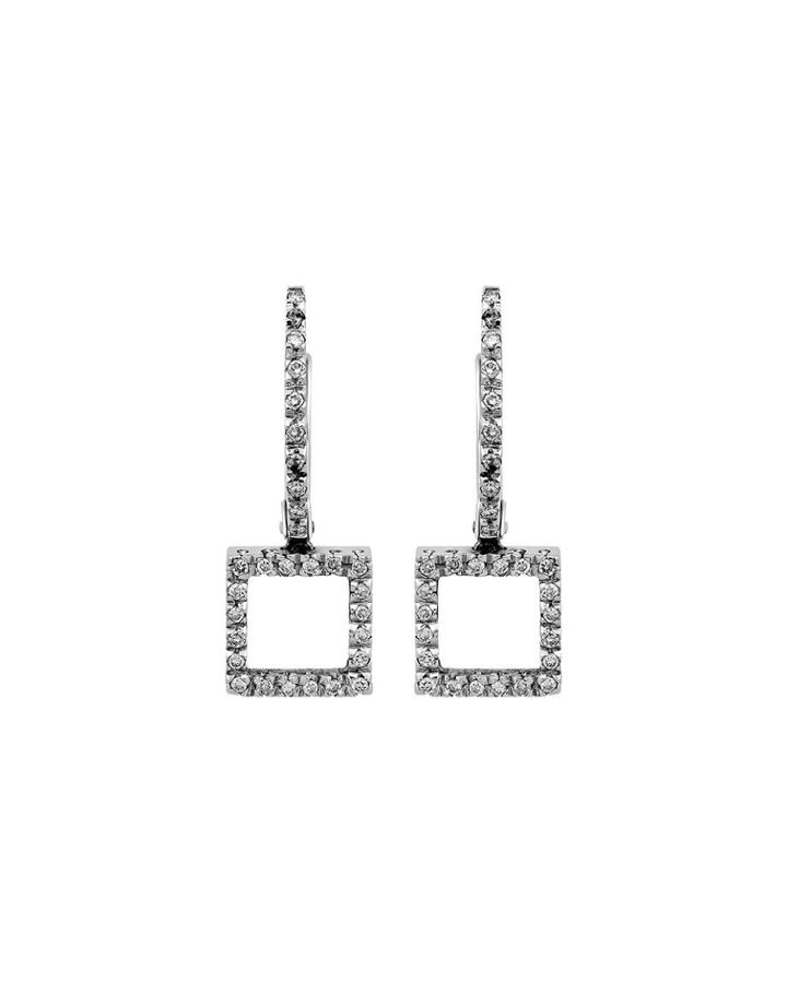 18k White Gold Diamond Square Earrings