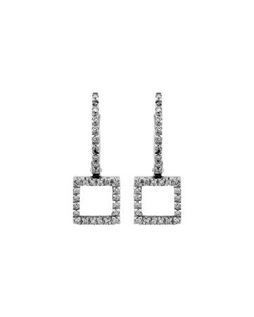 18k White Gold Diamond Square Earrings