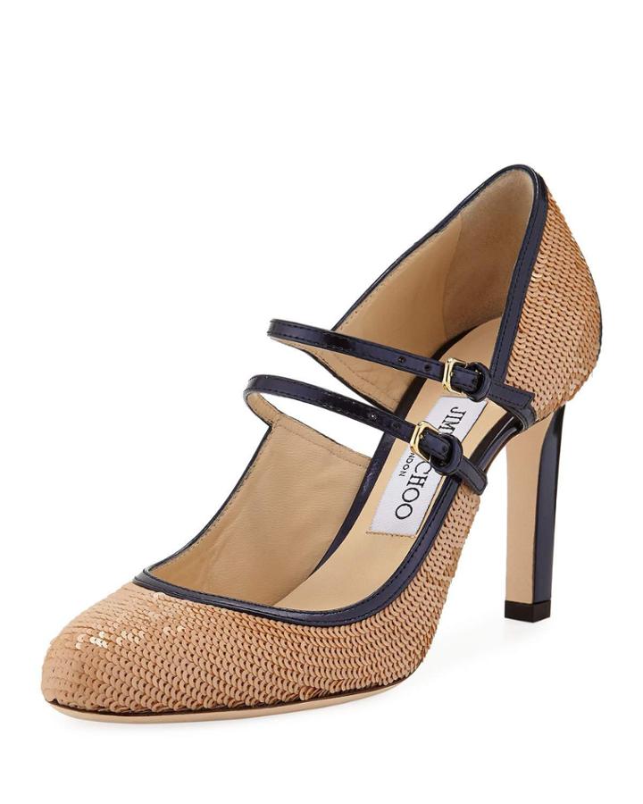 Micha 85 Sequined Split Mary Jane Pumps