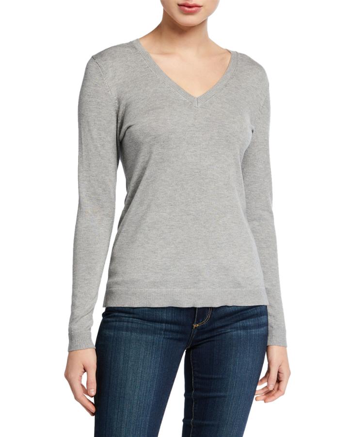 Basic V-neck Long-sleeve Top