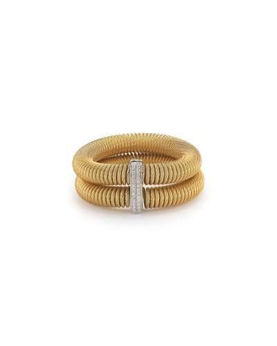 Kai Double-row Spring Coil Cable Bracelet W/ Pave Diamonds, Yellow