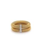 Kai Double-row Spring Coil Cable Bracelet W/ Pave Diamonds, Yellow
