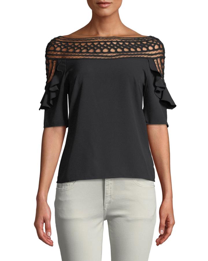 Pierced Yoke Ruffle