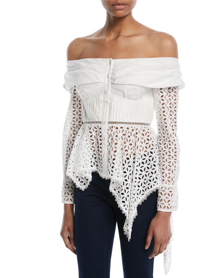 Asymmetric Broderie Anglaise Top