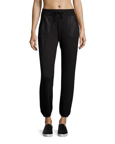 Perforated Pocket Jogger Pants, Black
