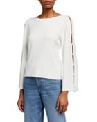 Button-sleeve Viscose-blend Pullover