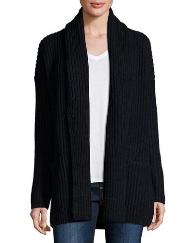 Shawl-collar Open-front Cardigan