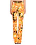 Hydrangea-print Straight-leg Pants