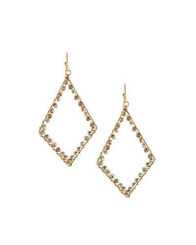 Crystal Diamond-silhouette Drop Earrings, Golden