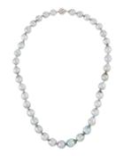 14k White Gold Gray Tahitian Pearl Necklace,