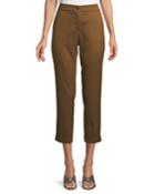 High-rise Straight-leg Tile-print Cropped Pants