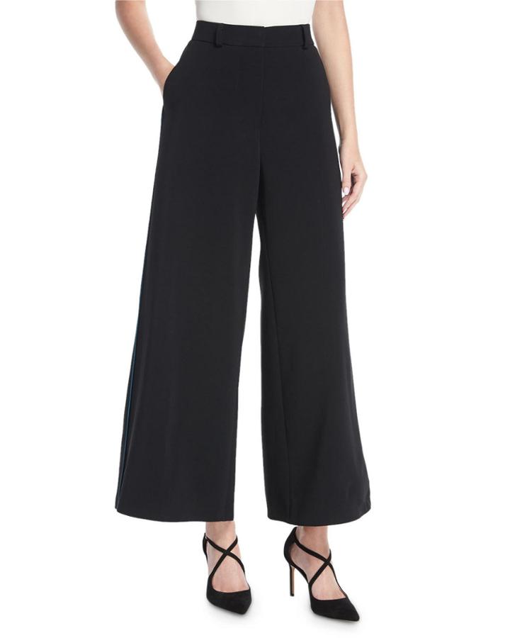Wide-leg Culottes With Contrast Piping