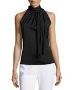 Pleated High-tie-neck