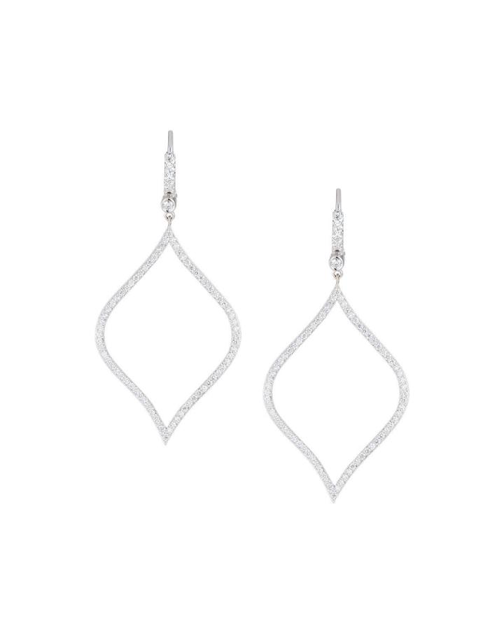 18k White Gold Open Diamond Drop Earrings