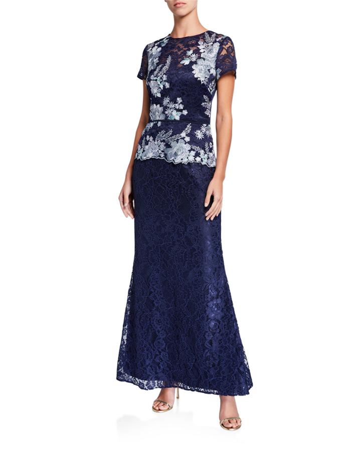 3-d Lace Illusion Trumpet Gown