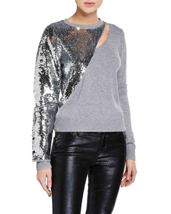 Teagan Slashed Sequined Pullover
