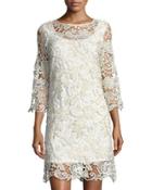 Metallic Lace Bell-sleeve Dress