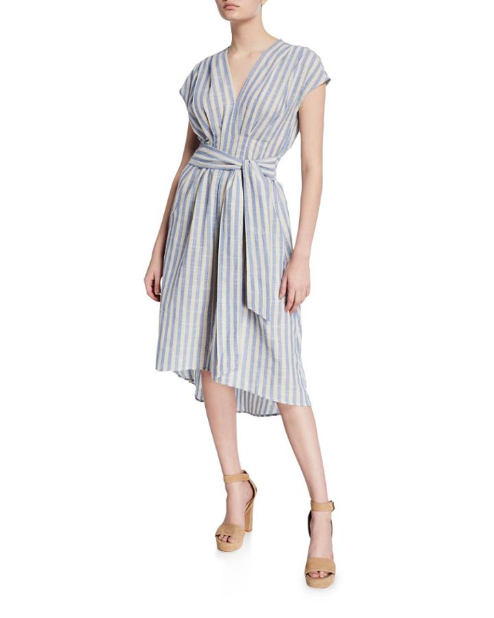 Asymmetrical Striped Tie Dress