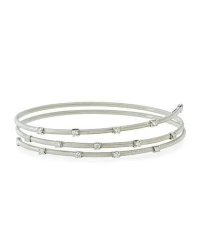 14k White Gold Diamond Wire-wrap Bangle Bracelet,