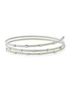 14k White Gold Diamond Wire-wrap Bangle Bracelet,