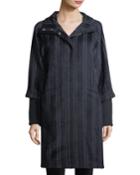 Wendy Mixed-media Striped Hooded Alpaca-blend Coat