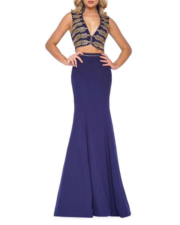 Two-piece Gown Set With Crop Top &