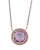 14k Rose Gold Topaz & Sapphire Pendant Necklace, Pink