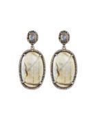 Labradorite & Champagne Diamond Oval Drop Earrings