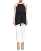 Lace-overlay Ruffled Halter Top