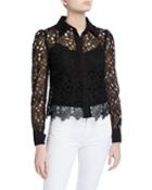 Eleanora Floral Guipure Lace Button-down Top