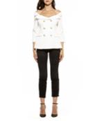 Ariel Off-the-shoulder Double-breasted Blazer