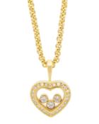 Estate 18k Yellow Gold Diamond Happy Hearts Necklace