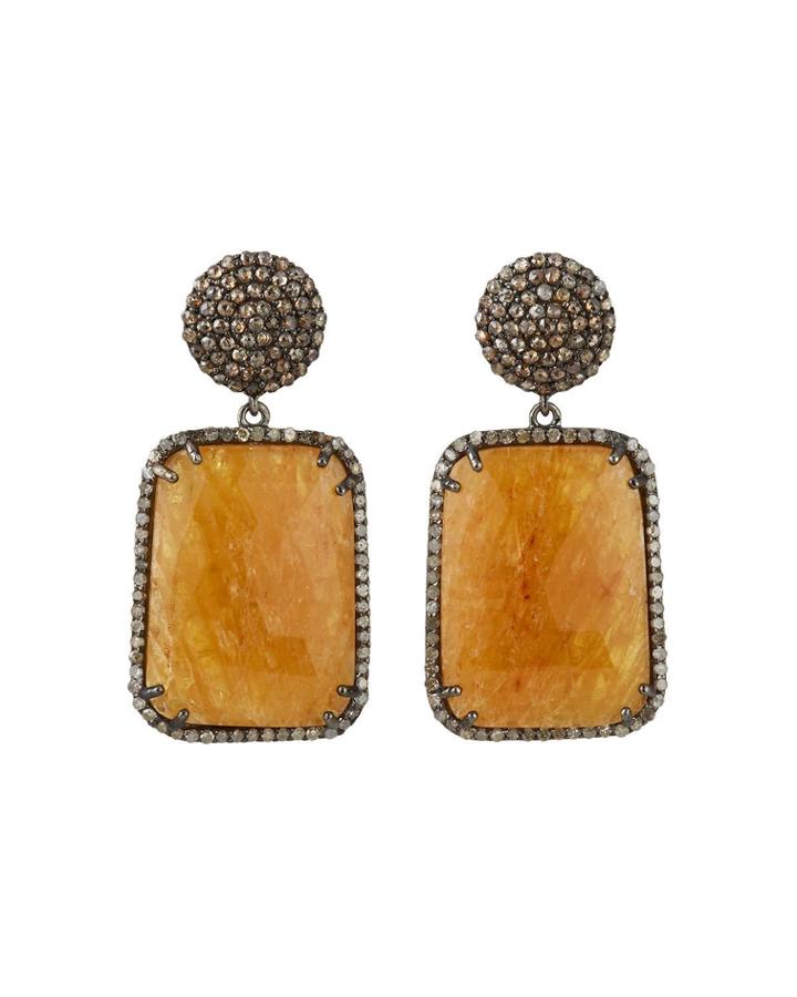 Diamond-post Yellow Sapphire Drop Earrings
