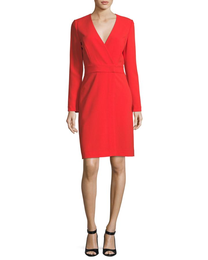 Long-sleeve V-neck Crepe