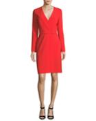 Long-sleeve V-neck Crepe