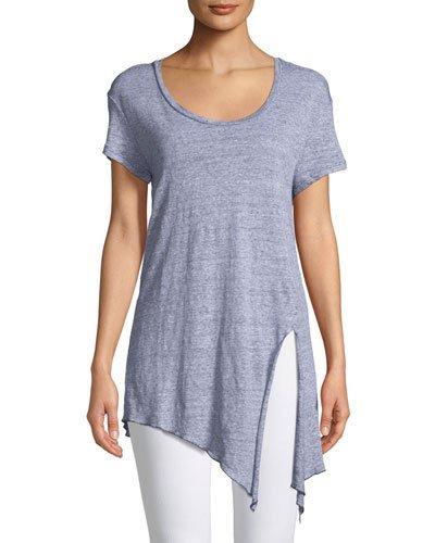 Striped Linen Tie-front Tee