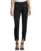 Zip-pocket Knit Ankle Pants, Black