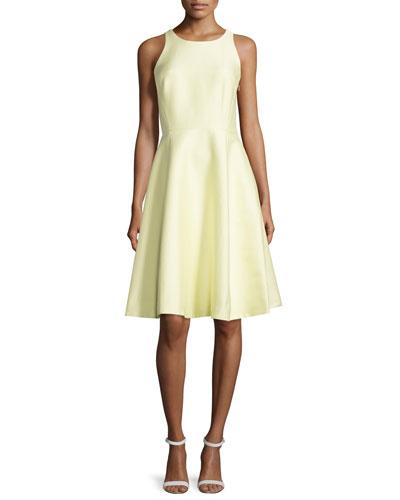 Double-bow Back Sateen Dress, Black