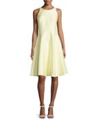 Double-bow Back Sateen Dress, Black