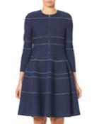 Zip-front Mini-stripe Knit Cardigan