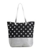 Large Metallic Star And Striped Tote Bag
