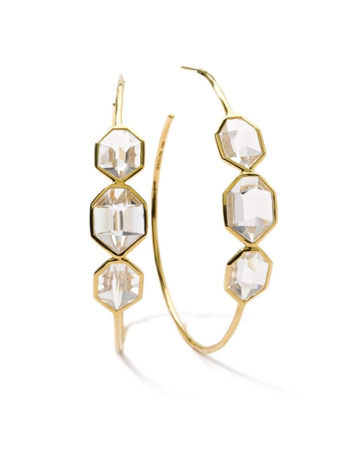 18k Modern Rock Candy&reg; Clear Quartz Hoop Earrings