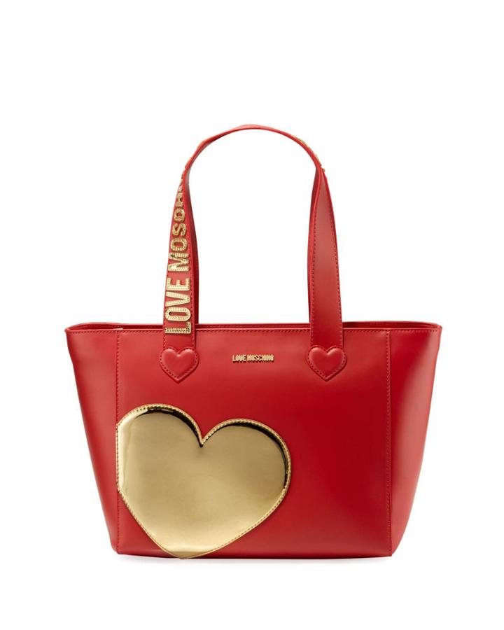 Metallic Heart Shoulder Tote Bag