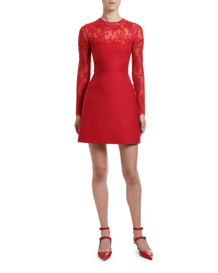 Scalloped Lace Inset Cocktail Dress