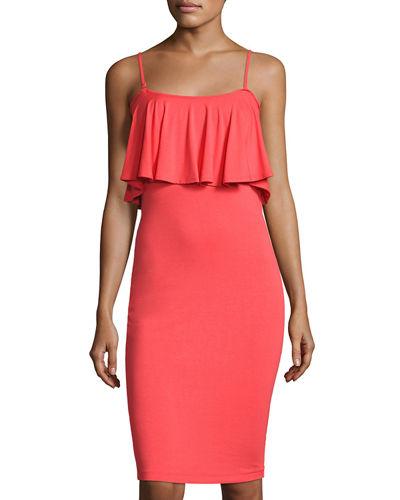 Ruffled-popover Cold-shoulder Dress